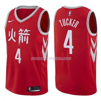Maillot Houston Rockets P.j. Tucker Ciudad 2017-18 4 Rojo