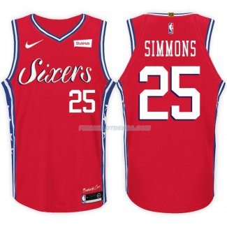 Maillot Basket Authentique Philadelphia 76ers Simmons 2017-18 25 Rouge