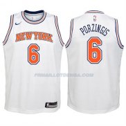 Maillot Enfant New York Knicks Kristaps Porzingis 2017-18 Blanc