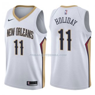 Maillot New Orleans Pelicans Jrue Holiday Association 2017-18 11 Blancoo