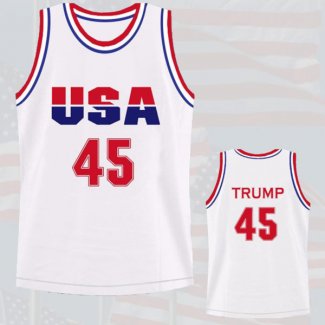 Maillot Basket Basket USA 1992 Trump 45 Blanc