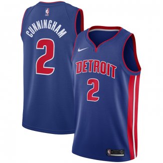 Maillot Detroit Pistons Cade Cunningham NO 2 Icon Bleu