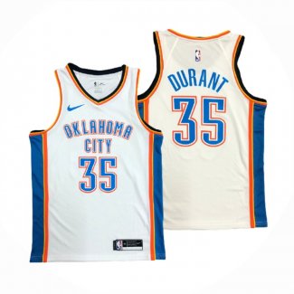 Maillot Oklahoma City Thunder Kevin Durant NO 35 Association Blanc