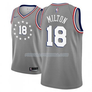 Maillot Philadelphia 76ers Shake Milton Ciudad 2018-19 Gris Gris