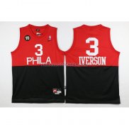 Maillot Basket Philadelphia 76ers Iverson 3 Rouge Noir 2009