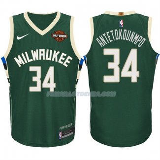 Maillot Basket Bucks Giannis Antetokounmpo 2017-18 34 Vert