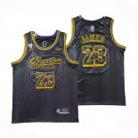 Maillot Los Angeles Lakers LeBron James NO 23 Crenshaw Black Mamba Noir