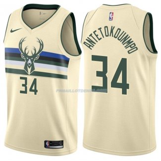 Maillot Milwaukee Bucks Giannis Antetokounmpo Ville 34 Creme