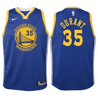 Maillot Basket Authentique Enfant Golden State Warriors Durant 2017-18 35 Bleu