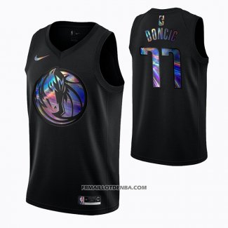 Maillot Dallas Mavericks Luka Doncic Iridescent Logo Noir