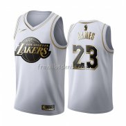 Maillot Golden Edition Los Angeles Lakers Lebron James Blanc