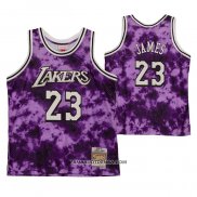 Maillot Los Angeles Laker LeBron James No 23 Galaxy Volet