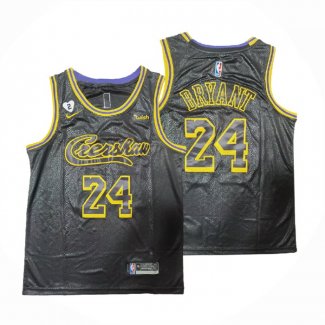 Maillot Los Angeles Lakers Kobe Bryant NO 24 Crenshaw Black Mamba Noir