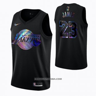 Maillot Los Angeles Lakers Lebron James Iridescent Logo Noir