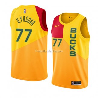 Maillot Milwaukee Bucks Ersan Ilyasova Ville 2018-19 Jaune