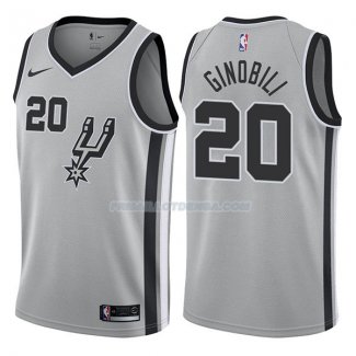 Maillot San Antonio Spurs Manu Ginobili Statehombret 2017-18 20 Plata