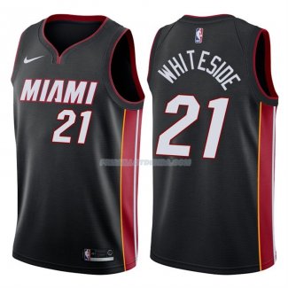 Maillot Basket Authentique Miami Heat Whiteside 2017-18 21 Noir