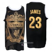 Maillot Los Angeles Lakers LeBron James No 23 Liverpool Noir