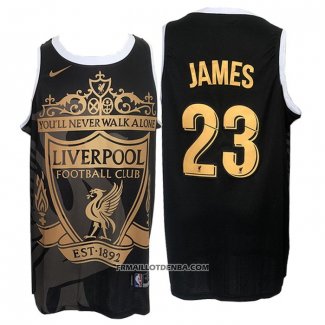 Maillot Los Angeles Lakers LeBron James No 23 Liverpool Noir