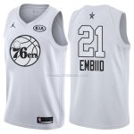 Maillot All Star 2018 Philadelphia 76ers Jimmy Joel Embiid 21 Blanc