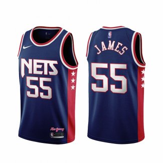 Maillot Brooklyn Nets Mike James NO 55 Ville 2021-22 Bleu