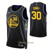 Maillot Golden State Warriors Stephen Curry NO 30 Ville 2021-22 Noir