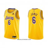 Maillot Los Angeles Lakers LeBron James NO 6 75th Anniversary 2021-22 Jaune