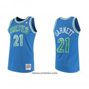 Maillot Minnesota Timberwolves Kevin Garnett NO 21 Hardwood Classics Throwback Bleu