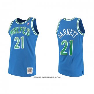 Maillot Minnesota Timberwolves Kevin Garnett NO 21 Hardwood Classics Throwback Bleu