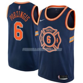 Maillot New York Knicks Porzingis Ciudad 2017-18 6 Bleu