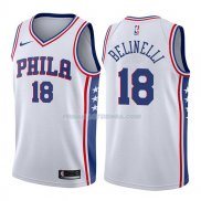Maillot Philadelphia 76ers Marco Belinelli Association 76er 2017-18 18 Blancoo