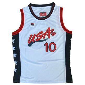 Maillot Basket Basket USA 1996 Miller 10 Blanc