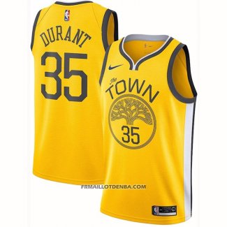 Maillot Golden State Warriors Kevin Durant NO 35 Earned Jaune