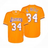 Maillot Manche Courte Los Angeles Lakers Shaquille O'neal NO 34 Jaune