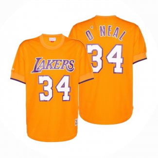 Maillot Manche Courte Los Angeles Lakers Shaquille O'neal NO 34 Jaune