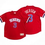 Maillot Manche Courte Philadelphia 76ers Allen Iverson NO 3 Rouge