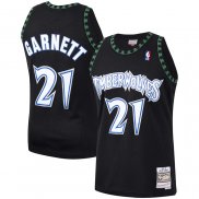 Maillot Minnesota Timberwolves Kevin Garnett NO 21 Hardwood Classics Throwback Noir