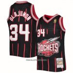 Maillot Houston Rockets Hakeem Olajuwon NO 34 Mitchell & Ness 1996-97 Noir