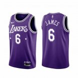 Maillot Los Angeles Lakers LeBron James NO 6 Ville 2021-22 Volet