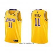 Maillot Los Angeles Lakers Malik Monk NO 11 75th Anniversary 2021-22 Jaune