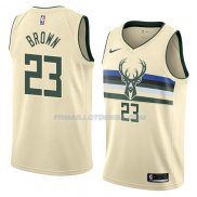 Maillot Milwaukee Bucks Sterling Brown Ciudad 2018 Crema