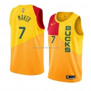 Maillot Milwaukee Bucks Thon Maker Ville 2018-19 Jaune