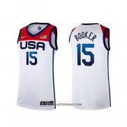 Maillot USA 2021 Devin Booker No 15 Blanc