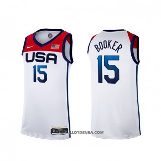 Maillot USA 2021 Devin Booker No 15 Blanc