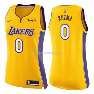 Femmes Maillot Los Angeles Lakers Kyle Kuzma Icon 2017-18 0 Jaune