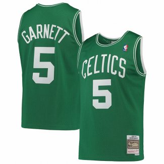 Maillot Boston Celtics Kevin Garnett NO 5 Hardwood Classics Throwback Vert