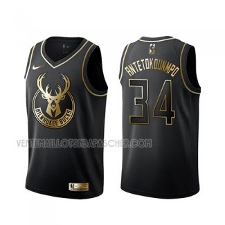 Maillot Golden Edition Milwaukee Bucks Giannis Antetokounmpo Noir