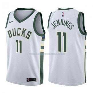 Maillot Milwaukee Bucks Brandon Jennings Association 2017-18 11 Blancoo