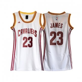 Femmes Maillot Basket Cleveland Cavaliers James 23 Blanc