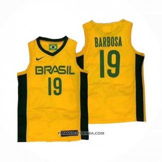 Maillot Bresil Leandro Barbosa No 19 2019 FIBA Baketball World Cup Jaune